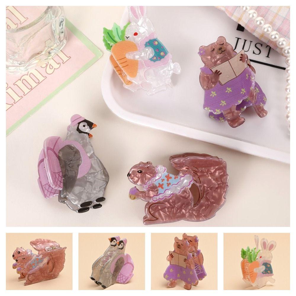 Personalized Animals Cute Rabbit Hair Grab Squirrel Exquisite Acrylic Shark Clip Geometry Sweet Headwear Streetwear
