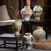 Wabi-Sabi Retro Ceramic Vase for Living Room or Tea Room – Vintage Chinese Style Flower Arrangement Ornament