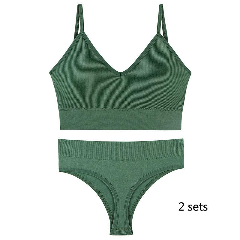 Underwear Set Lingerie Female Sexy Halter Beauty Tank Top Thin Section French Triangle Cup Without Steel Ring Gathered Bra Set