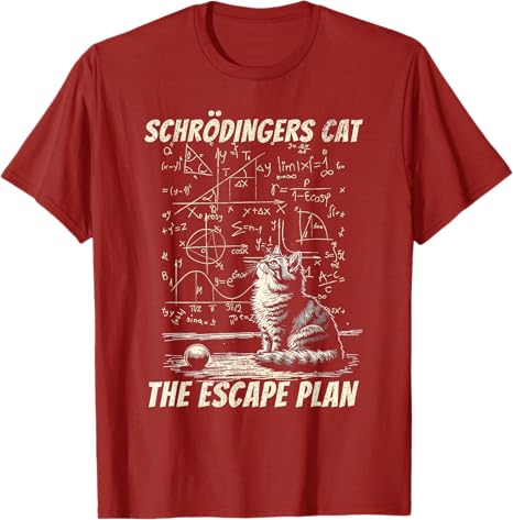 Funny SchröDingers Cat Escape Plan Science Design Tshirt Cute Intellect Seamlessly Graphic Kitty Saying Tee Novelty Gift Y2k