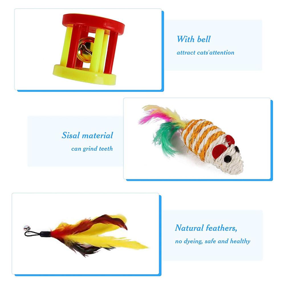 20Pcs/Set Cat Mouse Crinkle Balls Toys Set Interactive Cat Toys Catnip Teaser Wand Fluffy Mice Balls