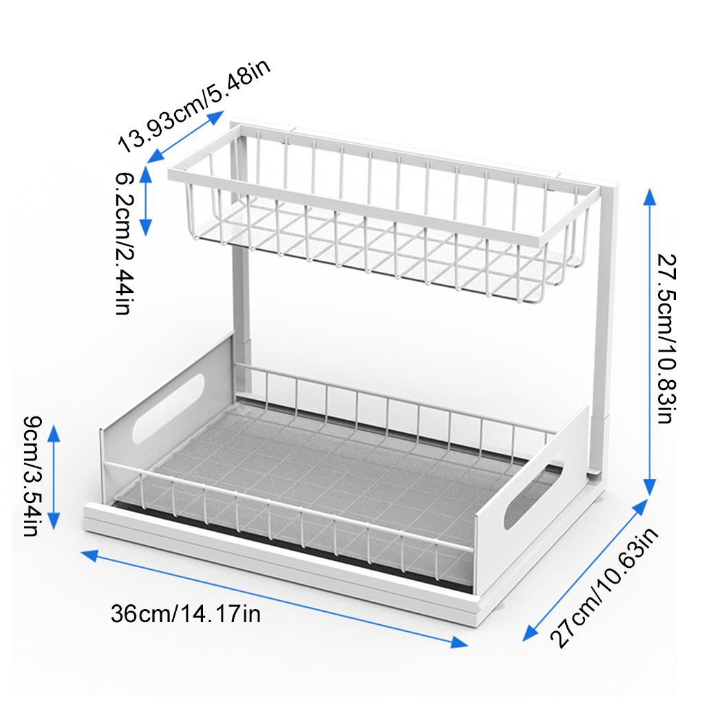 2-tier Under Sink Organizer For Kitchen Storage Rack 2-layer Sliding Cabinet Basket Under Sink
