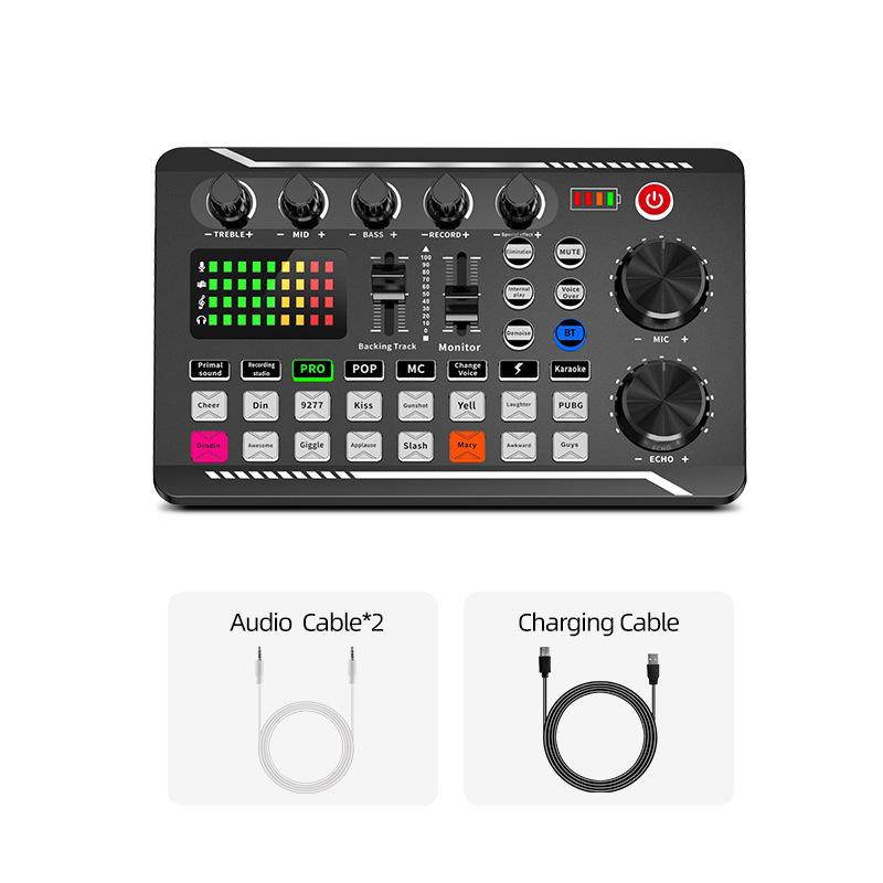 

DJ Equipment Microphone Sound Card Console Studio Sound Card Kit Cable Phone Mixing Computer Live Voice Mixer F998 Sound Card Single Sound Card