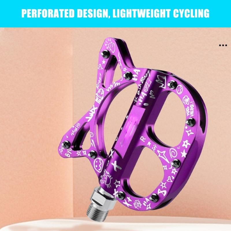 Aluminiumlegering Mountainbike Pedaler Kattformade Cykelpedaler 3 Tätningslager Halkfria Cykelpedaler Lätta att Installera