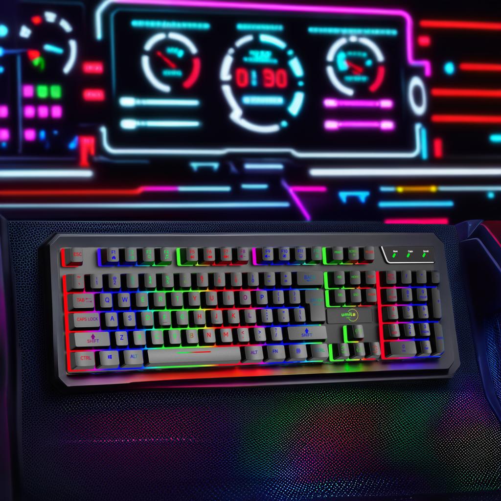 New High Quality Full Size Membrane Gaming Keyboard RGB Backlit USB Wired for Desktop