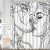 Abstract Kiss Shower Curtain: Embrace The Unique Line Art Design, Soft Fabric, And Romantic Vibes For Your Modern Bathroom