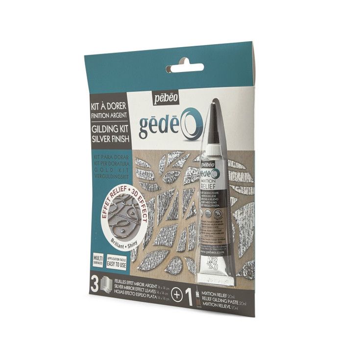 Kit à dorer - 3 feuilles miroir et mixtion 20 ml - Finition argent