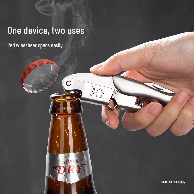 Stainless Steel Wine & Beer Opener – Multifunctional Waiter's Corkscrew Knife.