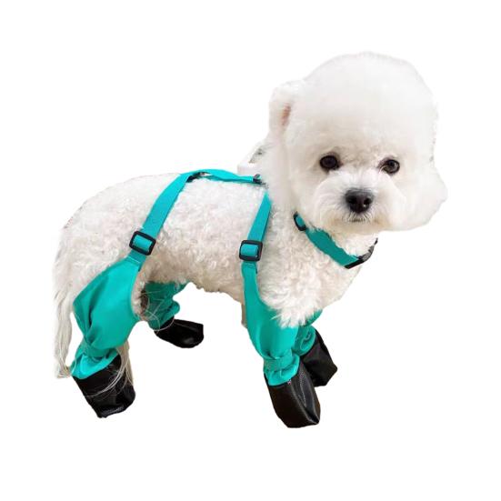 Dog Suspender Boots Connected Dog Rain Shoes Waterproof Doggy Booties Adjustable Dog Paw Protectors