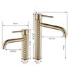 Knurled Faucet Brushed Gold Basin Faucet Bathroom Taps Single Handle Hot and Cold Sink Mixer Knurled Basin Faucet 855988