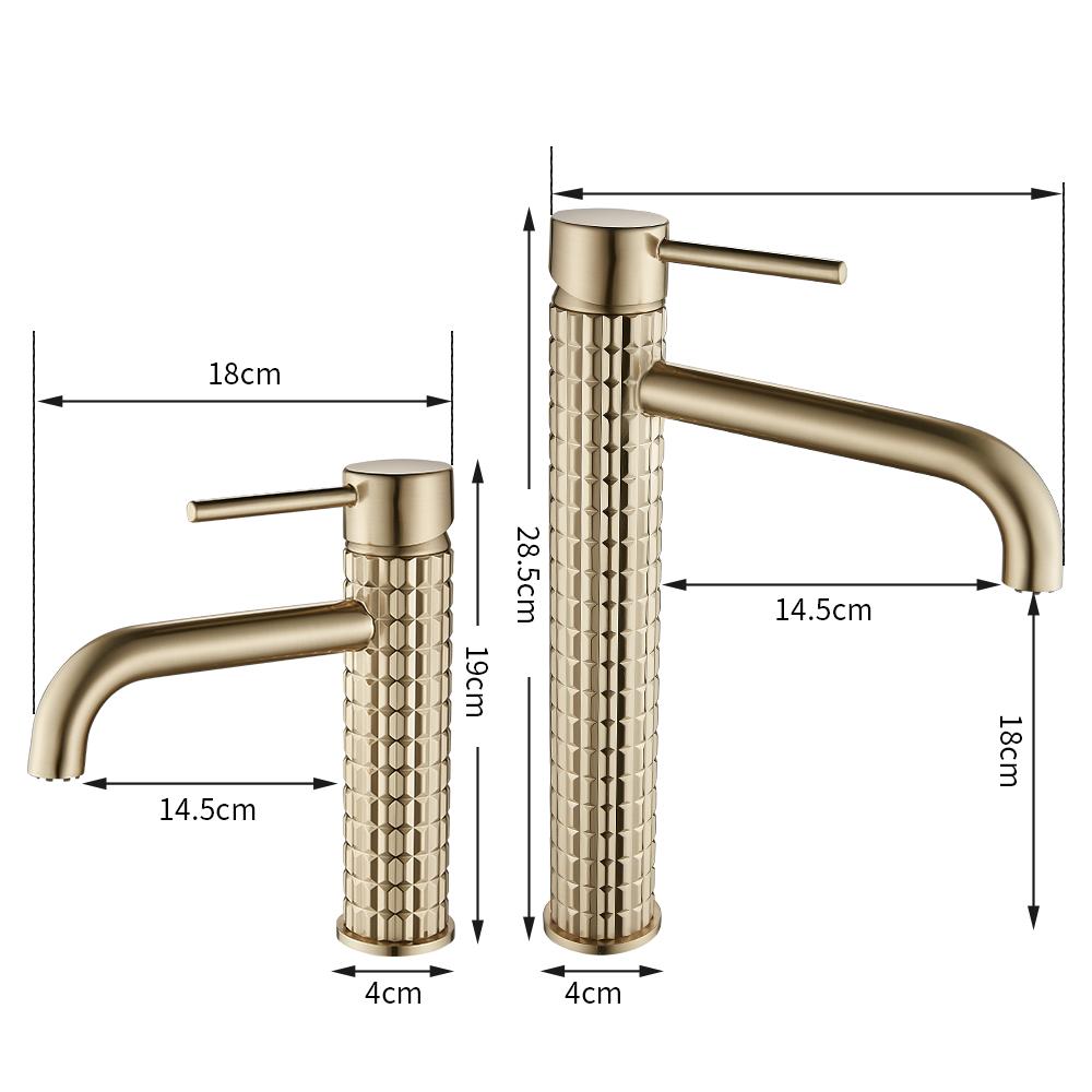 Knurled Faucet Brushed Gold Basin Faucet Bathroom Taps Single Handle Hot and Cold Sink Mixer Knurled Basin Faucet 855988