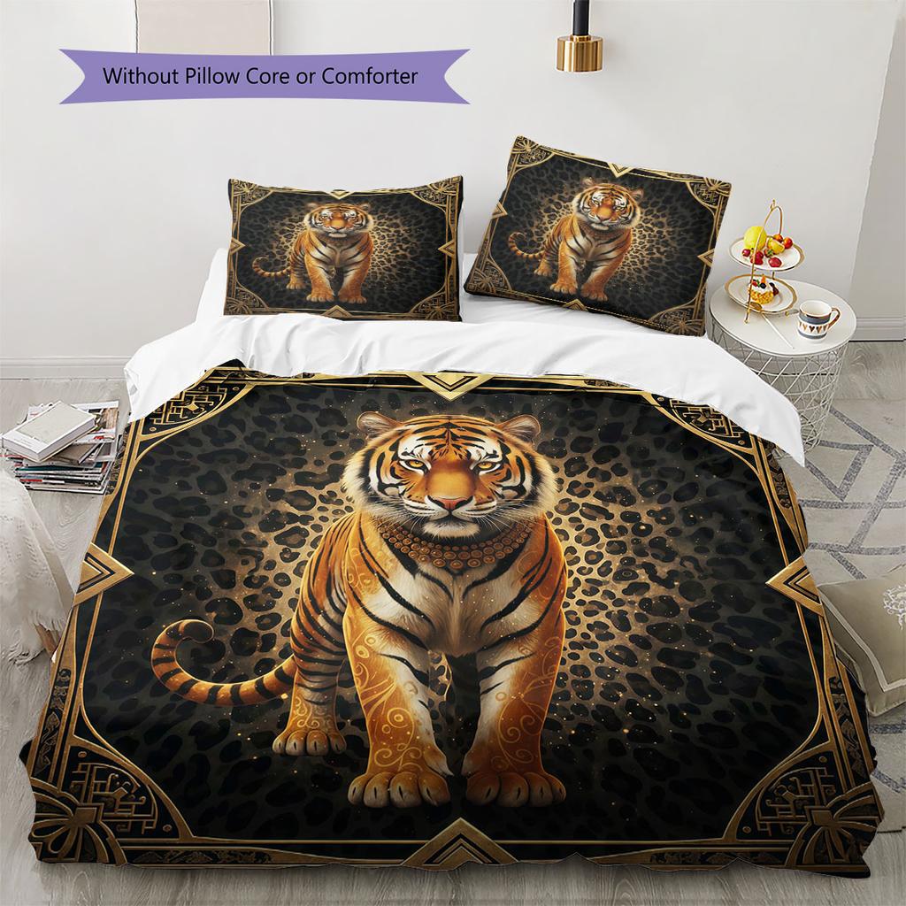 Leopard-print animal Pattern Bedding Quilt Set Quilt Cover Pillowcase Home Decoration Birthday Gift (1 * duvet cover + 2 * pillowcase, without core)