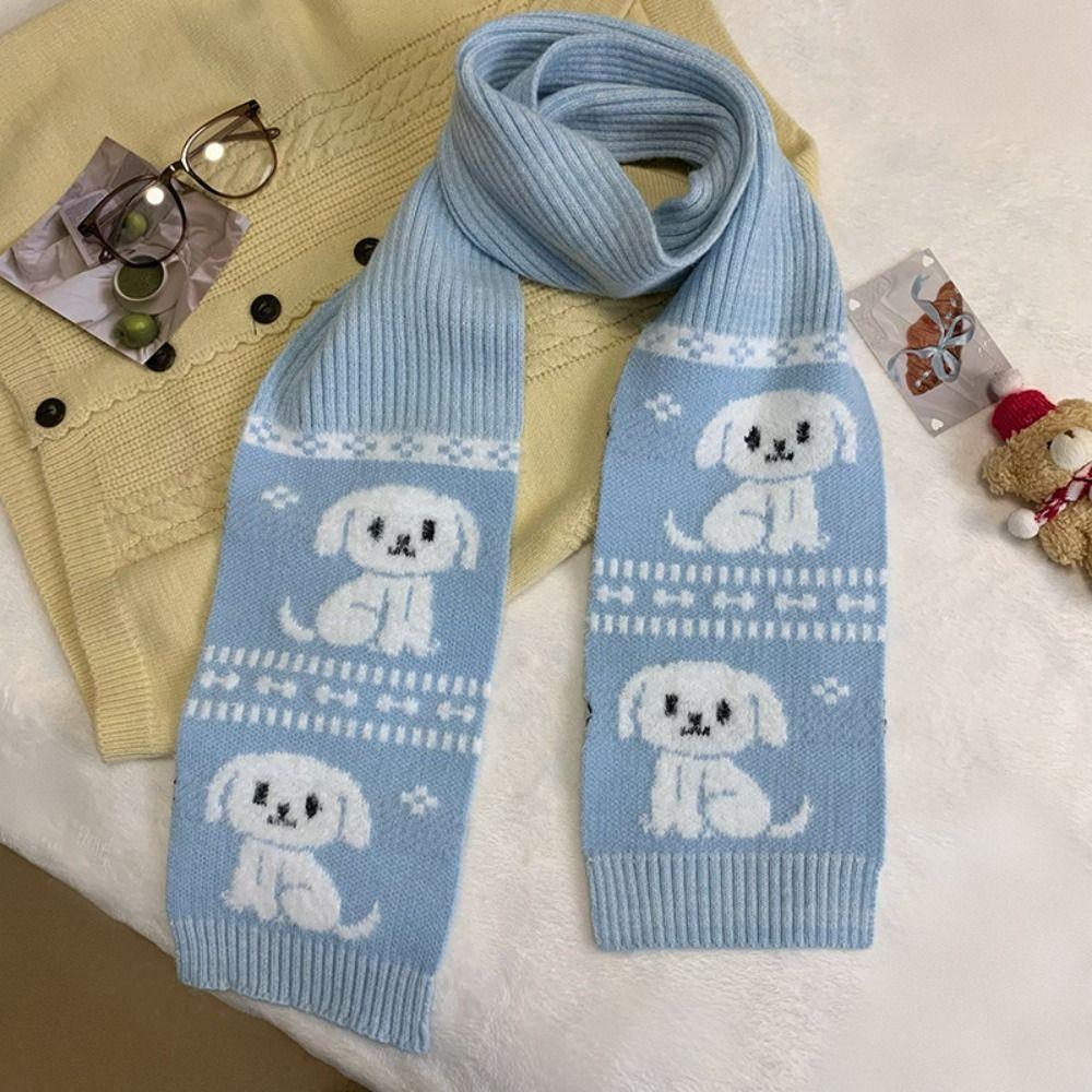 Jacquard Cartoon Katze Strickschal Süß Cool Winterwolle Schal Welpe Radfahren Halstuch Mädchen