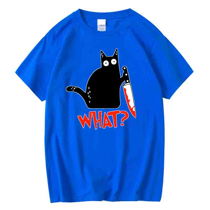 

Funny Knife Cat Cartoon Printed TShirt Men Fashion Casual Short Sleeves Loose Oversized Cotton Tshirt Summer Breathable Tees S