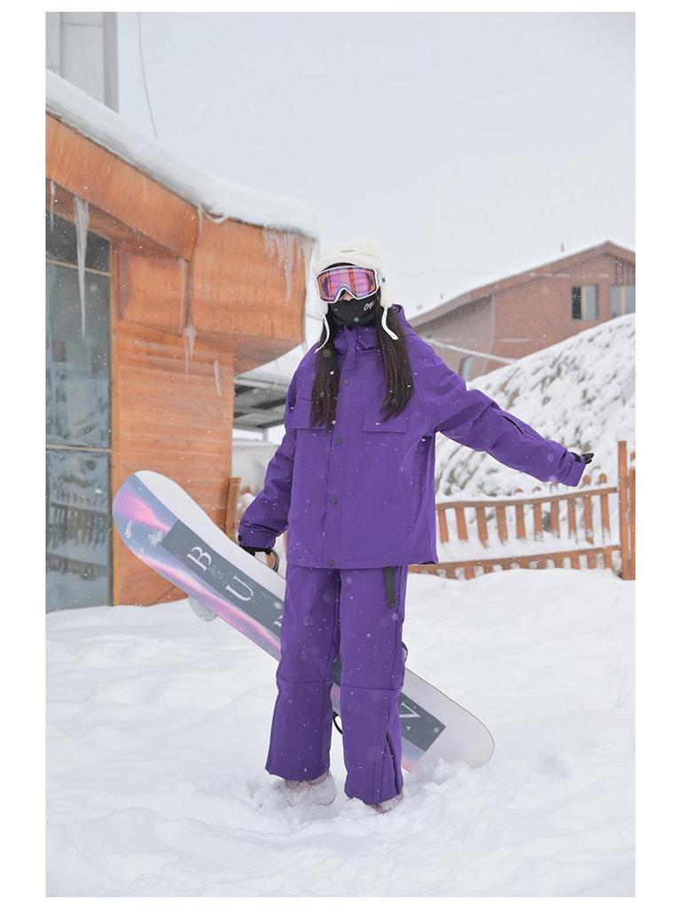 Unisex Windproof Waterproof Insulated Ski Jacket with Hood