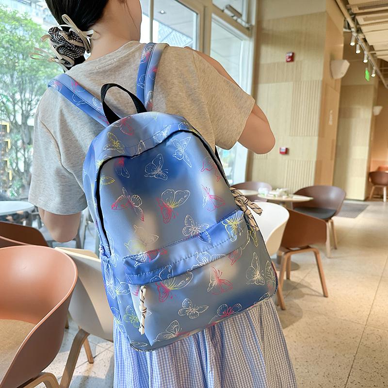 Butterfly Print Backpack Lightweight Backpack Large Capacity Campus Student Schoolbag