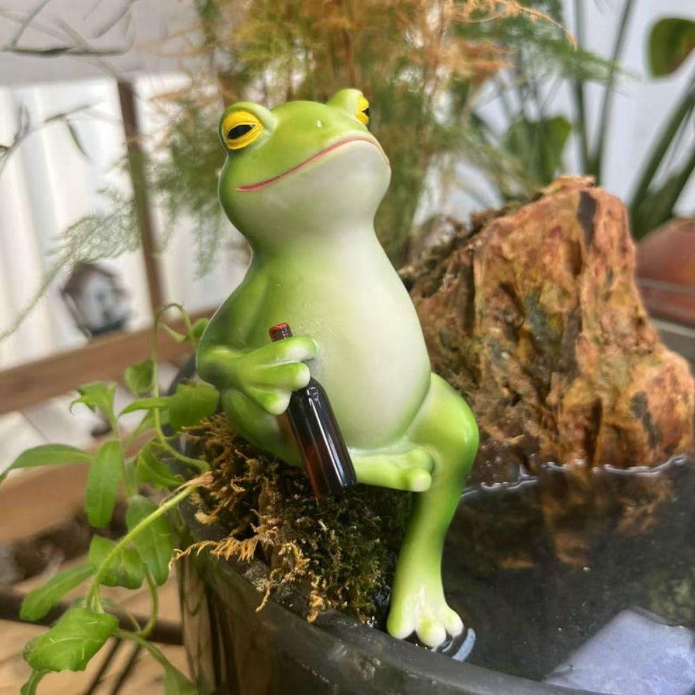 

Cute Garden Frog Statue Resin Frog Ornament Decor Animal Miniatures Sculpture Fish Tank зелёный
