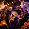 Costume Witch Hat for Halloween Event, Soft Fabric Wide Brims Dressing-Up Hat with Twist Crowns for Themed Performances