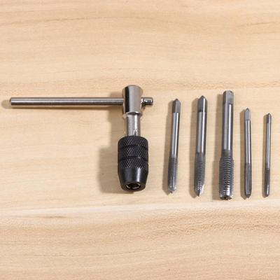 1 Set 3-6mm T-shaped Tap Wrench 5Pcs Hand Tap M3-M8 Tapping Screwdriver Wrench Thread Tapping Hand Tool Set