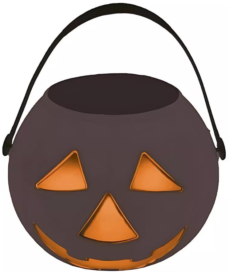 Pumpkin Candy Bucket Black Halloween 15cm