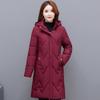 Velká velikost XL-6XL Dámské zimní vycpané kabáty středního věku s kapucí Ležérní Silné teplé zimní bundy Žena Elegantní dlouhé parky