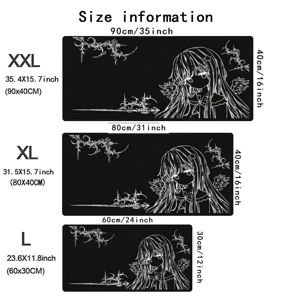 Dark Sketch Girl Mouse Pad Large Computer Office Game Table Mats XXL Rubber Anti-slip Gaming Keyboard Mousepads Long Desk Pads