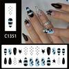 24Pcs Light Blue Star Polkas Dot Glossy Fake Nail Medium Almond Shape Press On Nail With Design Safe Material For DIY Manicure
