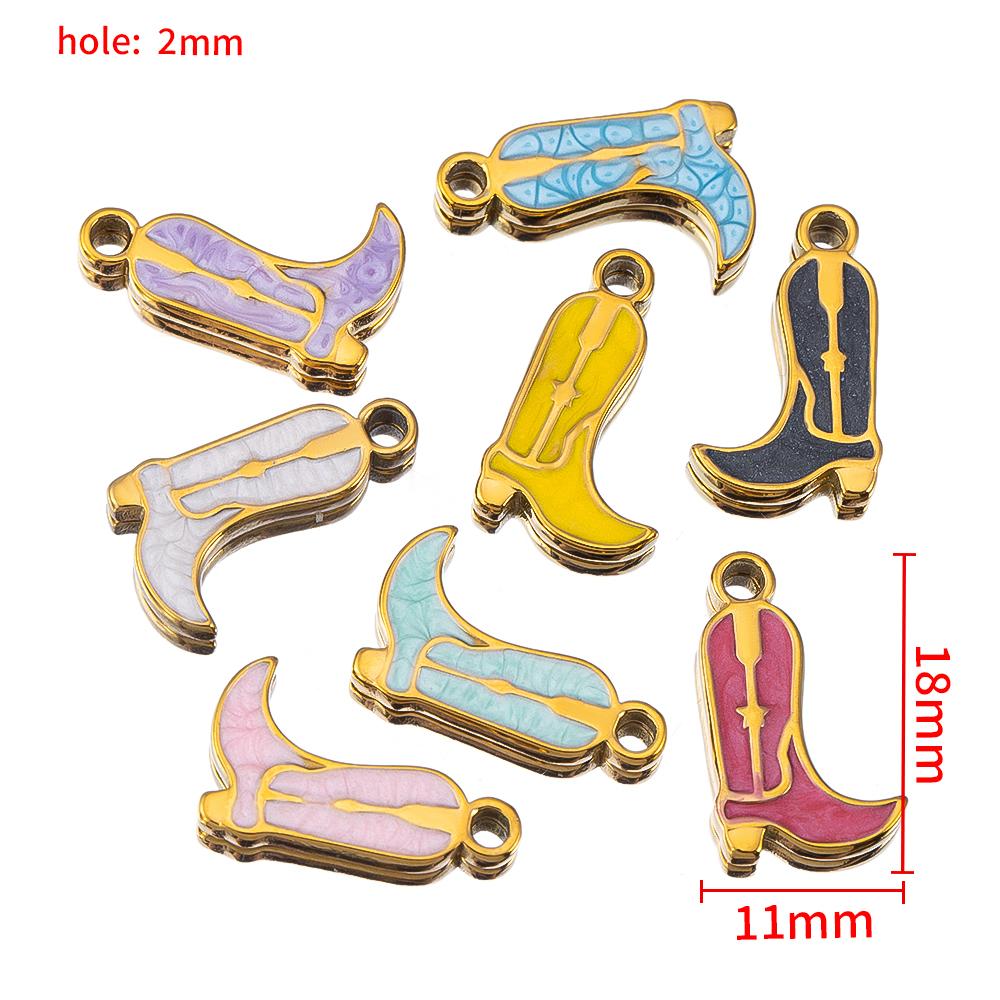 5pcs/lot Stainless Steel Gold Color PVD Plated Boots Charms Pendant DIY Necklace Bracelet Earring Jewelry Making Accessories