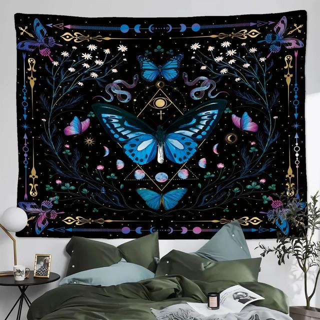 Tree Of Life Tapestry Wall Hanging Moon Phase Snake Tapestries Trippy Bohemia Hippie Mushroom Moth Floral For Living Room Bedroo