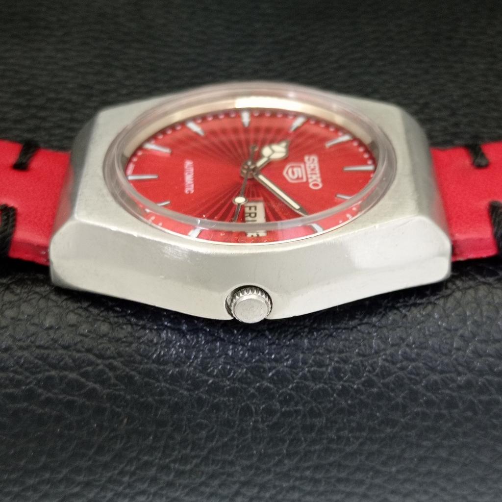 SEIKO 5 AUTOMATIC 6309A VINTAGE JAPAN MENS RED COLOR DIAL WATCH a701462-5 R206b-a701462