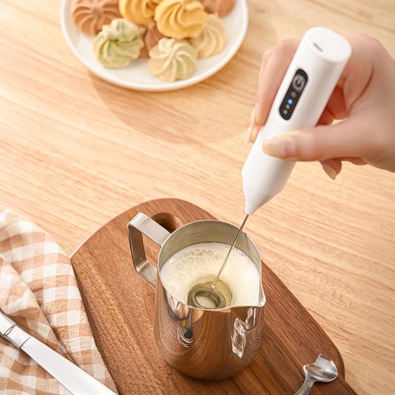 Electric Handheld Egg Beater Milk Coffee Frother Whisk Foam Mixer One-Hand Operation Portable Kitchen Gadget for Office Travel