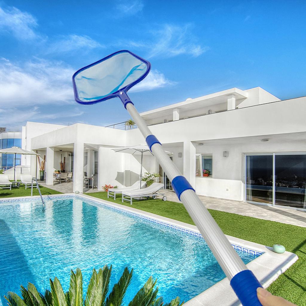 Pool Skimmer Net With Fine Mesh - Lightweight, Curved Edges, 43x25cm Basket, Fast Cleaning For Pools, Ponds, Hot Tubs