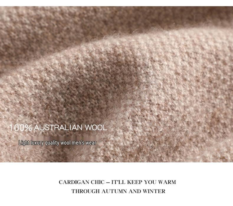 Men's Knitted Pure Wool Polo Shirt - Long-Sleeve Turn-Down Collar for Business Casual Wear