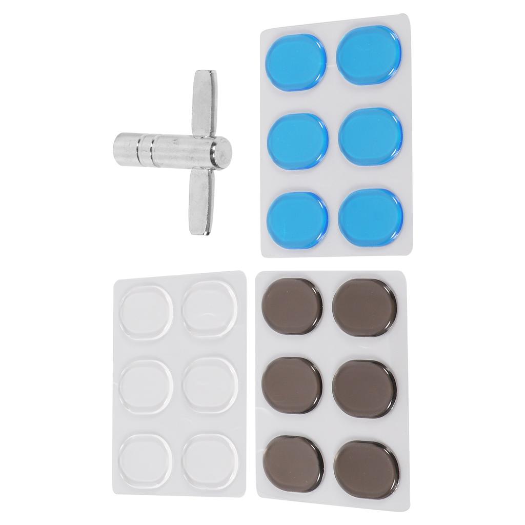 3 Sheets Silicone Mute Pad Drum Kit Soft Dampeners Replacement Sound Damping Mats with T Wrench