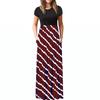 Women Fashion  Gradient Print Short  Sleeve Spaghetti Maxi Dress