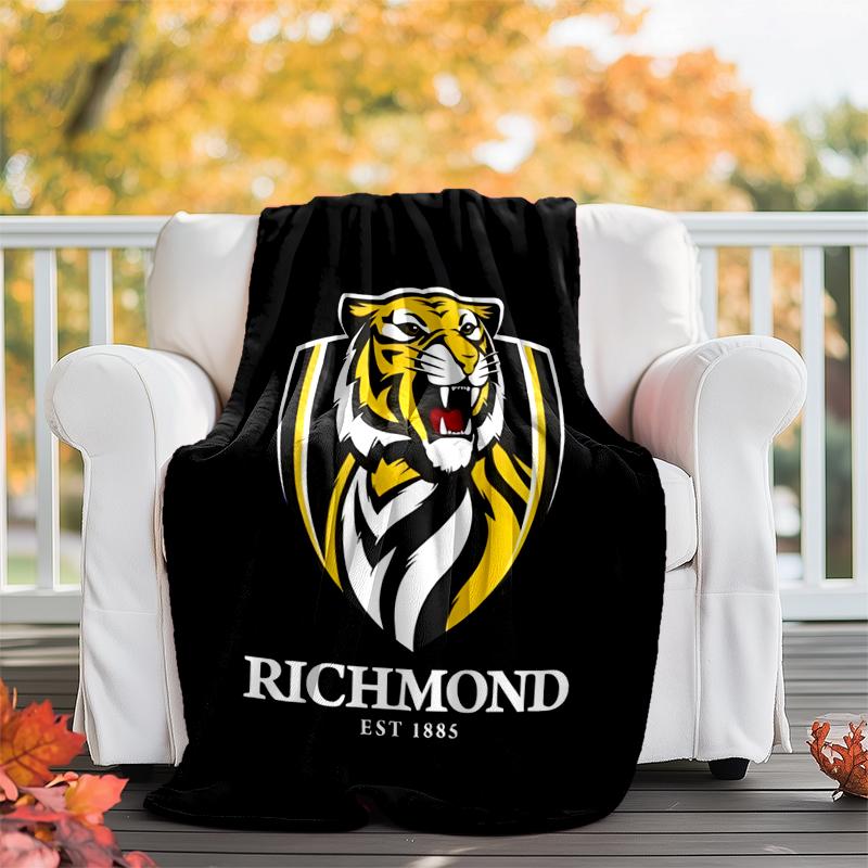 Richmond Tigers Flannel Blanket Soft All-Season Throw, Design for Camping, Car Travel, Hiking Sofa, Bed, Office Perfect Gift for Parties