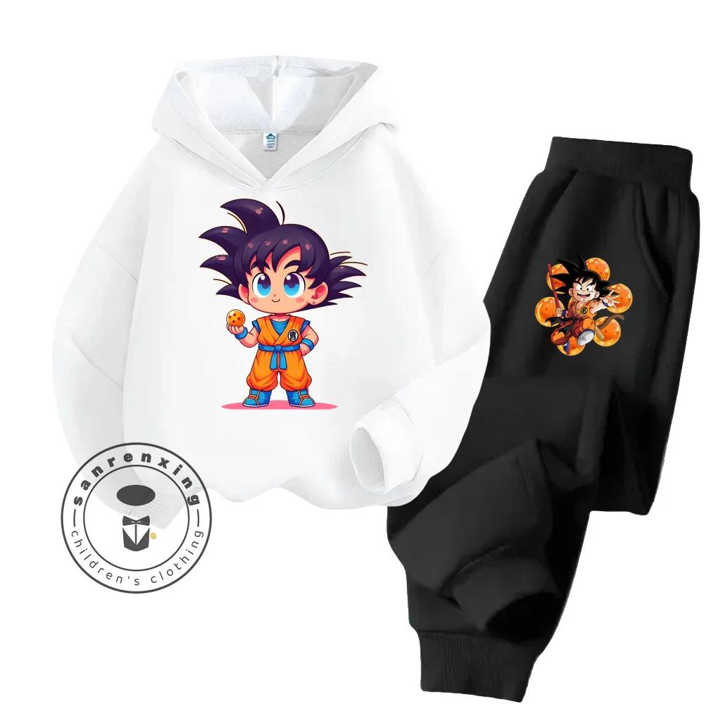 Dragon Ball Cartoon Themed Series Children Boys Girls Rich Elements Design Long Sleeve Hoodie Set Suitable for Fall Winter Wear