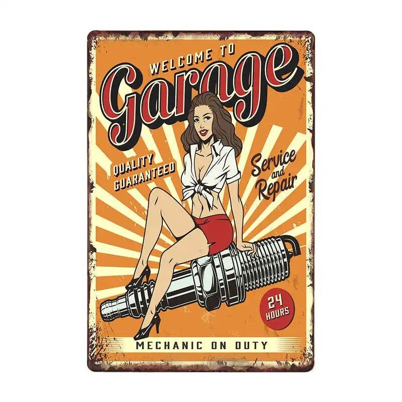 GARAGE FULL SERVICE Vintage Metal Signs Car Garage Retro Poster Bar Wall Decor Plaque Painting Art 20x30 CM