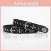 Punk Style Faux Leather Belt For Men Women With Metal Pyramid Rivets And Iron Buckle For Casual Wear