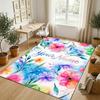 Floral Garden Theme Crystal Velvet Rug Personalized Custom Name Text Soft Floor Mat Home Decor