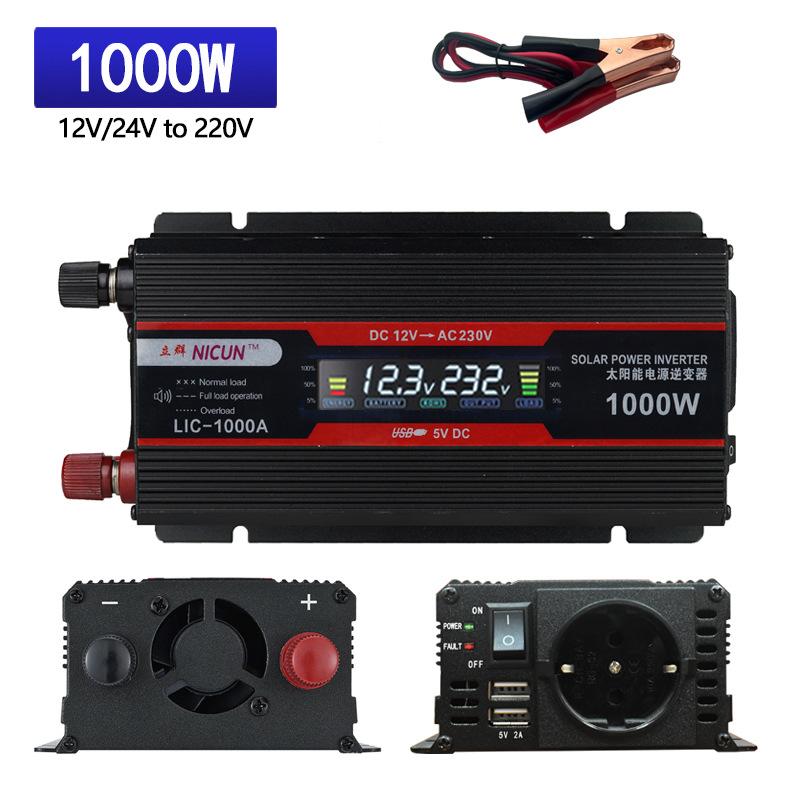 

Автомобильный инвертор 12 В в 220 В высокой мощности 500 Вт 1000 Вт 2000 Вт бытовой преобразователь мощности повышающий напряжение DC24V 600W/1000W