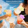 50pcs Fun Umbrella Drink Straws Tropical Cocktail Straws with Mini Umbrella Tiki & Hawaiian Party Decorations Colorful Parasol Straw