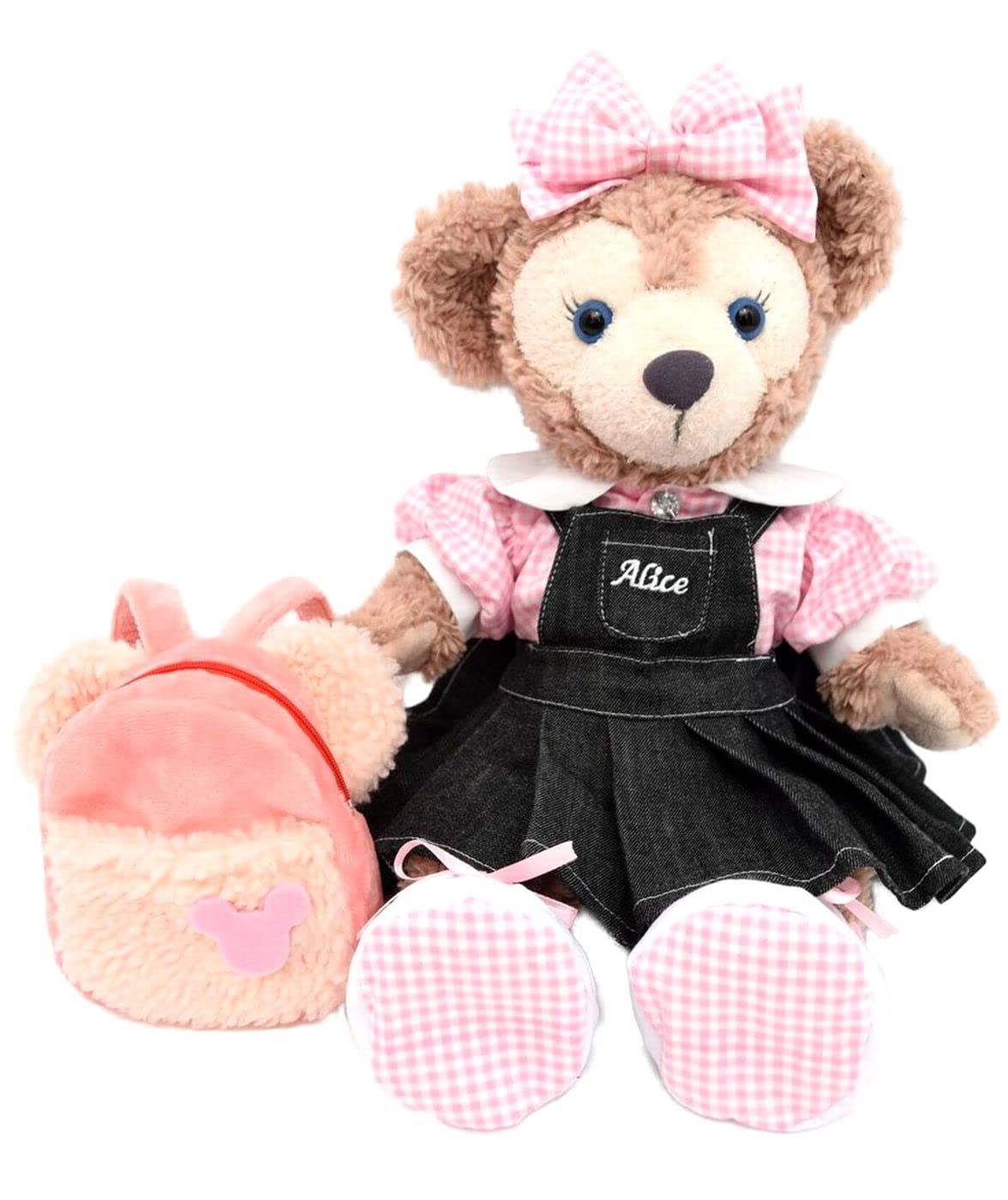 

Teddy Bear Mail Order Alice Shellie May Clothes Dress Up Costume Denim Overalls Skirt with Fluffy Backpack No Body for S Size рожевий