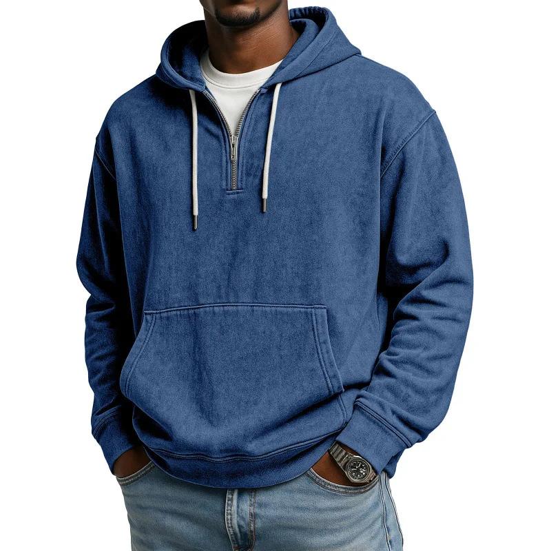 Spring Autumn Men's Print Hooded Hoodies Half Zipper Pull On Motorcycles Hoodie Male Streetwear Sweatshirt Casual Sport Pullover