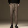 Light luxury winter woolen trousers men's casual pants men's slim straight trousers British elastic casual trousers nine points