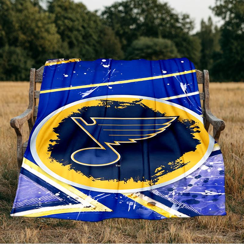 Louis Blues Hockey Team Blanket Flannel Throw for Sofa, Indoor, Camping, Living Room, Office, Chair, And Bed Soft Birthday Gift