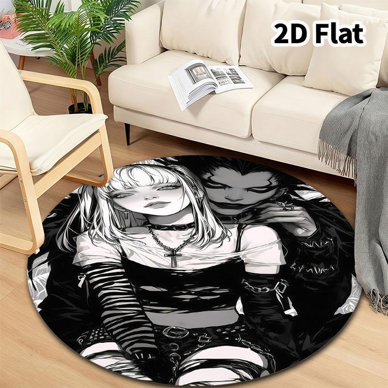 Death Note Round Area Rug Carpet Rug For Living Room Bedroom Sofa Playroom Decor Nonslip Floor Mat