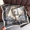 Elegant Retro Floral Print Silk Scarf Square Scarf Premium Shawl Sunscreen Neck Small Square Scarf Headscarf Women's Scarf