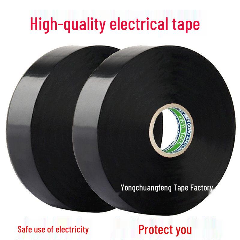 Wodoodporna, trudnopalna taśma PVC dla elektryków o wysokiej lepkości - Bardzo cienka, duża rolka, czarna