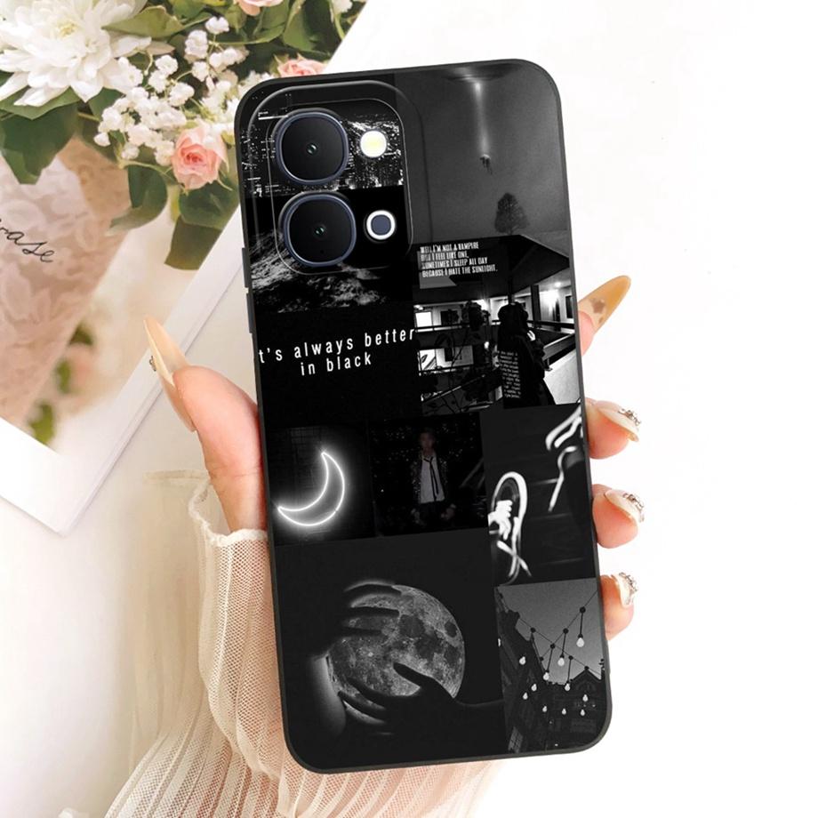 Für Vivo Y31D 4G V2543 Vivo Y51 Pro 5G IQOO Z11X Y500i Handyhülle Florales Mondnacht Schleifenmuster Funda Weiche Matte Silikonhülle